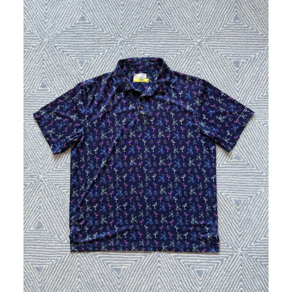 Jack Nicklaus Eco Choice Polo Shirt - Black w/‎ Neon Design - Large
